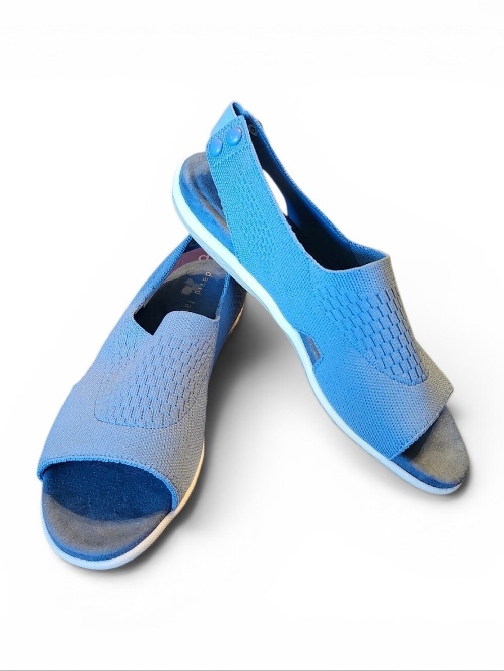 New David Tate Milani Frabic Stretch Blue Women's Sandal Size 10N
